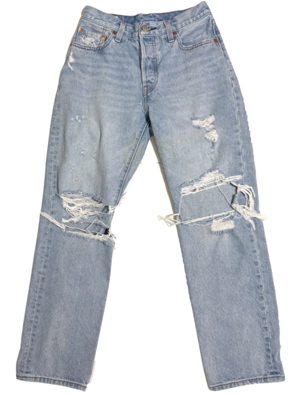 Levi's 501 90s Distressed Straight Leg Jeans Light Wash Size 25x30